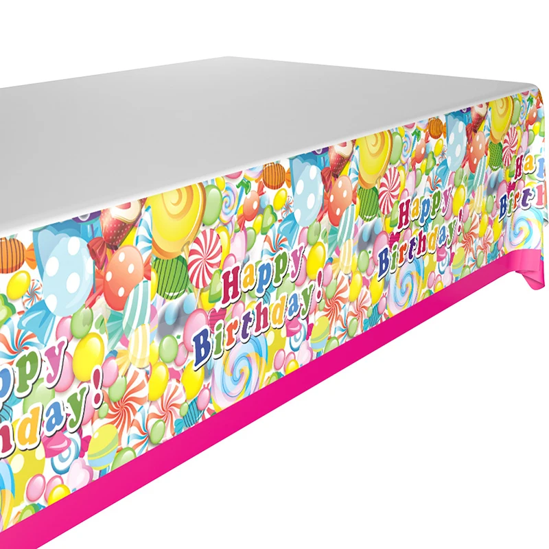 Happy Birthday 132*220cm Lovely universe Planet Tablecloth Space astronaut party Disposable Table cover for happy Birthday Party Supplies - Цвет: Happy Birthday
