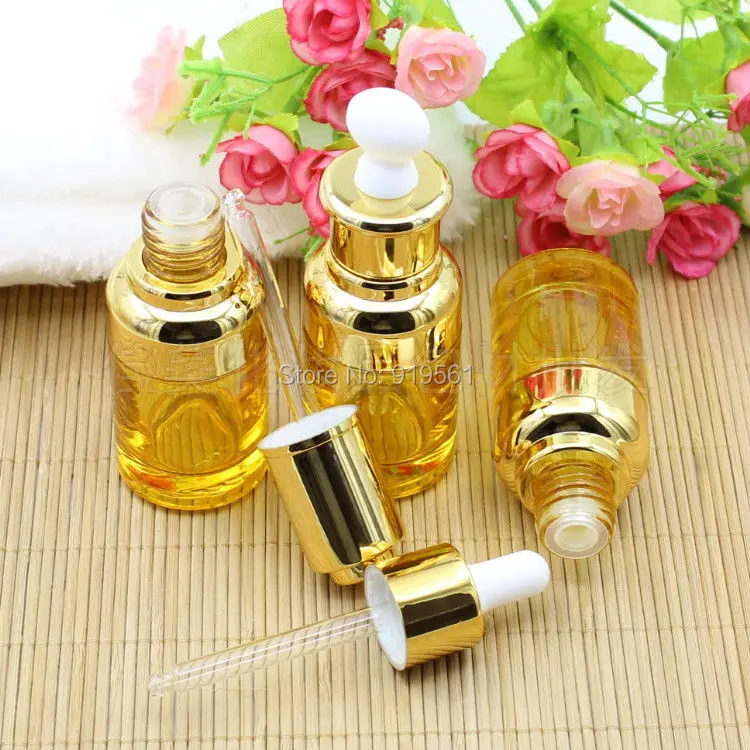 30ML Yellow Glass Dropper Bottle Aromatherapy Liquid Serum / Eye Essence Massage Oil Pipette Refillable | Красота и здоровье