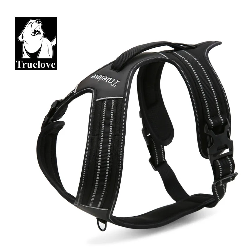 Black Truelove Reflective Small Dog Harness Large Nylon Soft Padded K9 Dog Harness Basic Halter Vest Harnesses Black Pets Acessorios - Цвет: Black