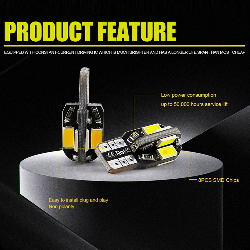 Светодиодсветодиодный лампы hlxg T10 Canbus 8SMD 5630 10 шт. Ошибка декодера бесплатная