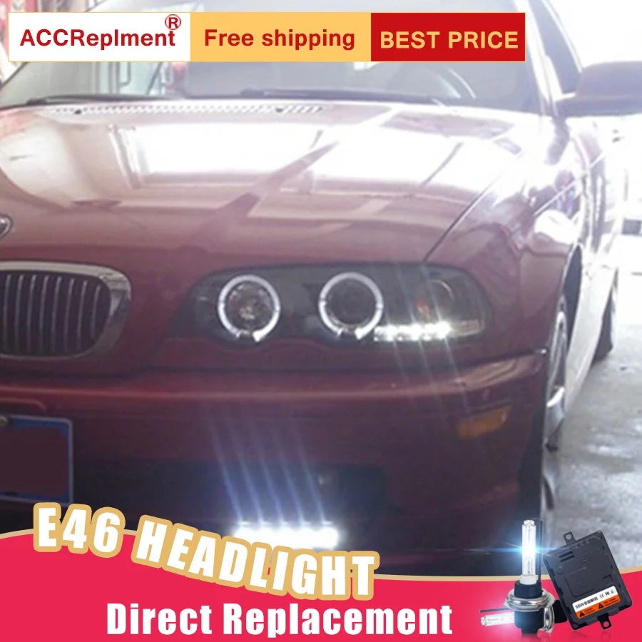2 шт. светодиодный фары для BMW E46 1998-2002 Автомобильные ангельские глазки комплект