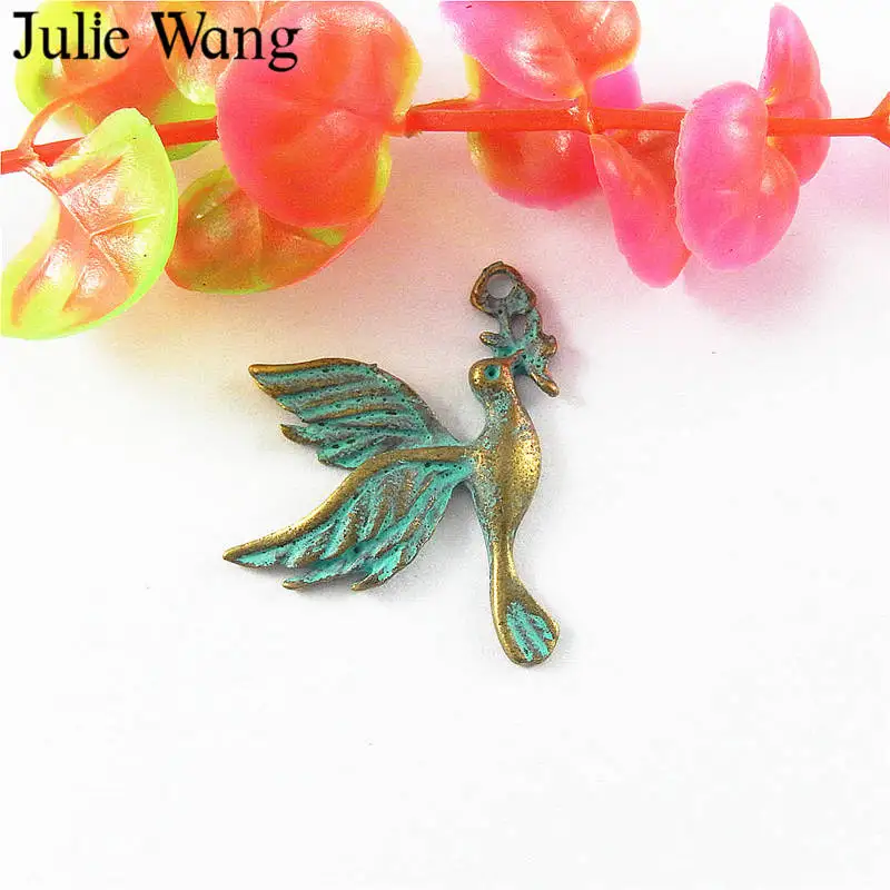 Julie Wang 10 шт. античные зеленые бронзовые Летающие птицы сплав подвески для