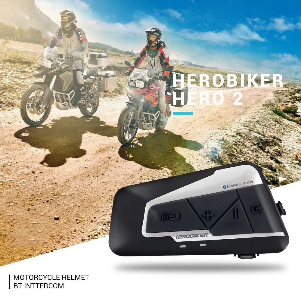 HEROBIKER мотоциклетный шлем Интерком водонепроницаемый беспроводной Bluetooth Интерком мотоциклетная гарнитура интерфон для 2 аттракционов 1200 м 2 комплекта