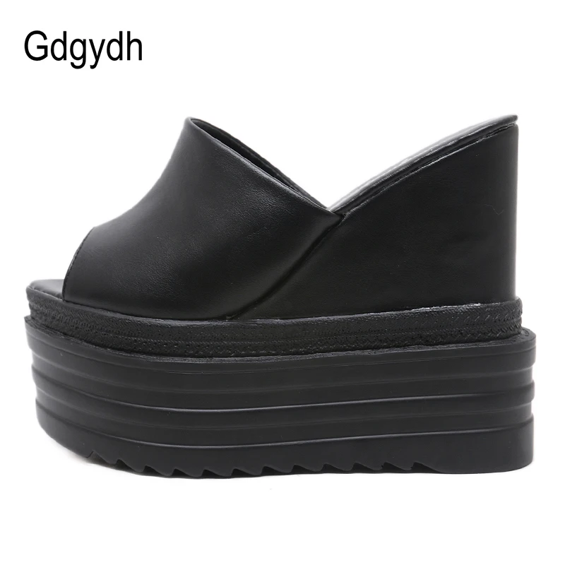 Женские туфли на высокой танкетке Gdgydh черные босоножки платформе повседневная