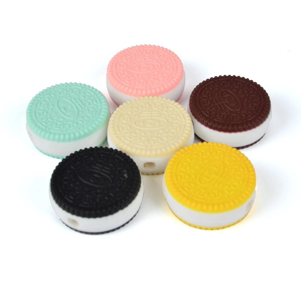 biscuit-mix LOFCA Силиконовые Прорезыватели в форме животных, BPA бесплатно, в форме животного, держатель для соски, аксессуары, сделай сам, свободные бусины для прорезывания зубов, ожерелье - Цвет: biscuit-mix
