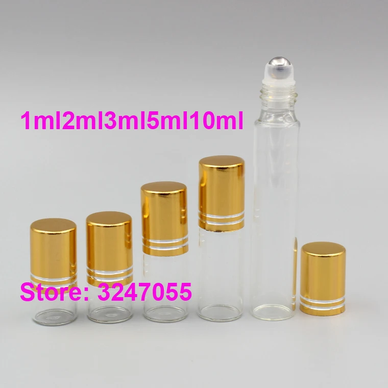 

1ml2ml3ml5ml10ml 50/100/200pcs Mini Empty Roll on Perfume Glass Bottle,Cosmetic Portable Travel Small Essential Oil Roll on Tube