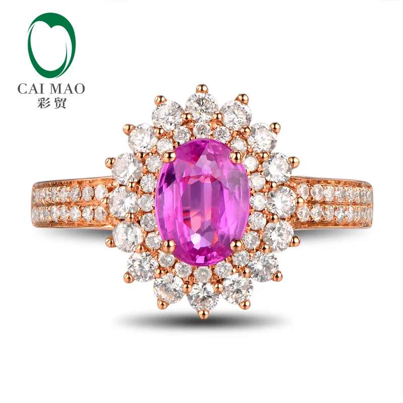 18k/Au750 Gold 1.02ct Pink Sapphire &amp 0.65ct Natural Diamond Engagement Ring Fine Jewelry | Украшения и аксессуары