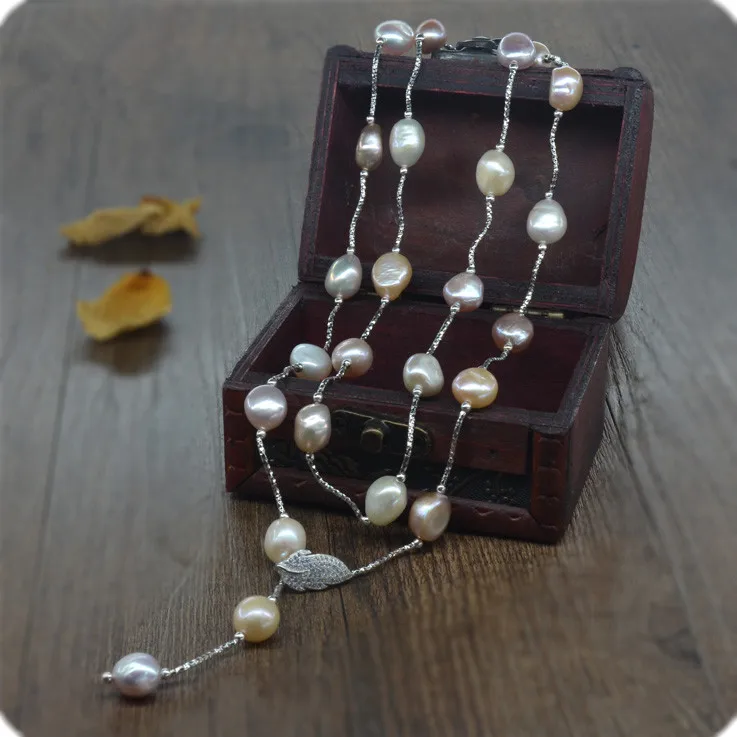 Цепочка с натуральным жемчугом 90 см 9 х11 мм|necklace jewelry|designer jewelryfashion jewelry |