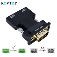 Rovtop совместимому с HDMI к VGA адаптер цифро аналоговый Поддержка HD