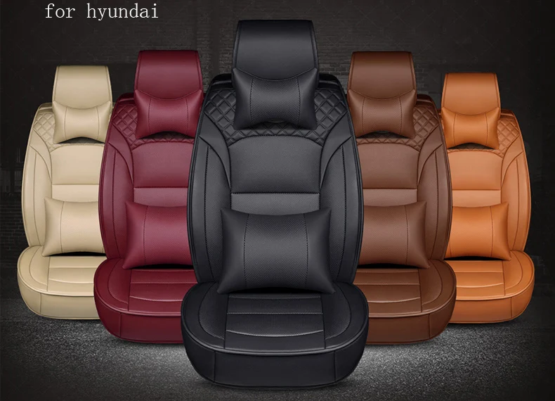 waterproof pu leather car seat cover for hyundai i30 ix35 creta solaris tucson 2016 accent front rear full universal | Автомобили и