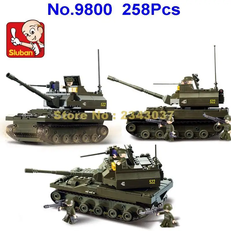 Sluban 9800 258 шт. в стиле милитари K 9 Танк Строительный блок игрушка|building blocks|tank building
