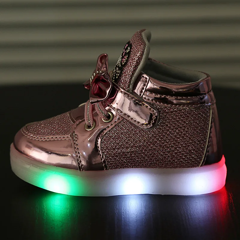 Children Shoes 2020 New Autumn Fashion Rhinestone LED Girls Princess Cute Casual with Light Sport Kids Sneakers | Детская одежда и