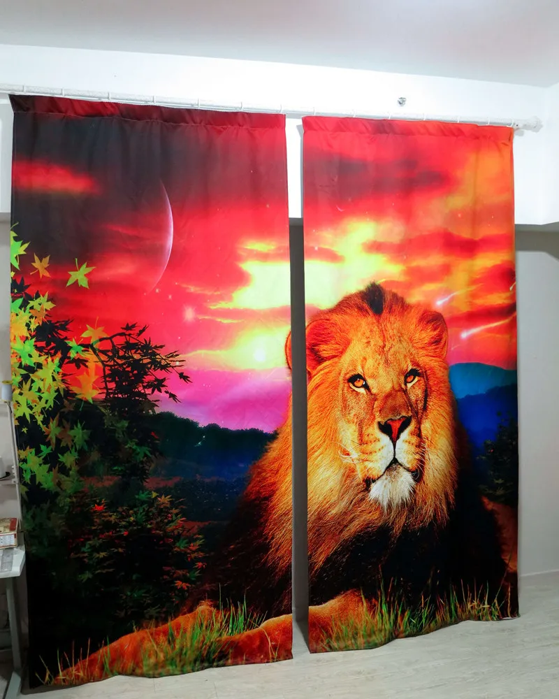 

Luxury Blackout 3D Window Curtain Living Room office Bedroom Cortinas Drapes Rideaux Customized size Rainbow lion pillowcase