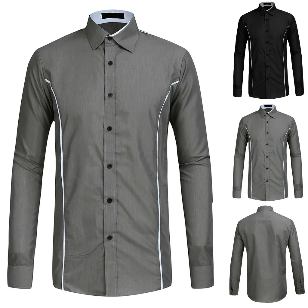 2019 летняя гавайская рубашка Мужская мода Повседневная приталенная с длинными