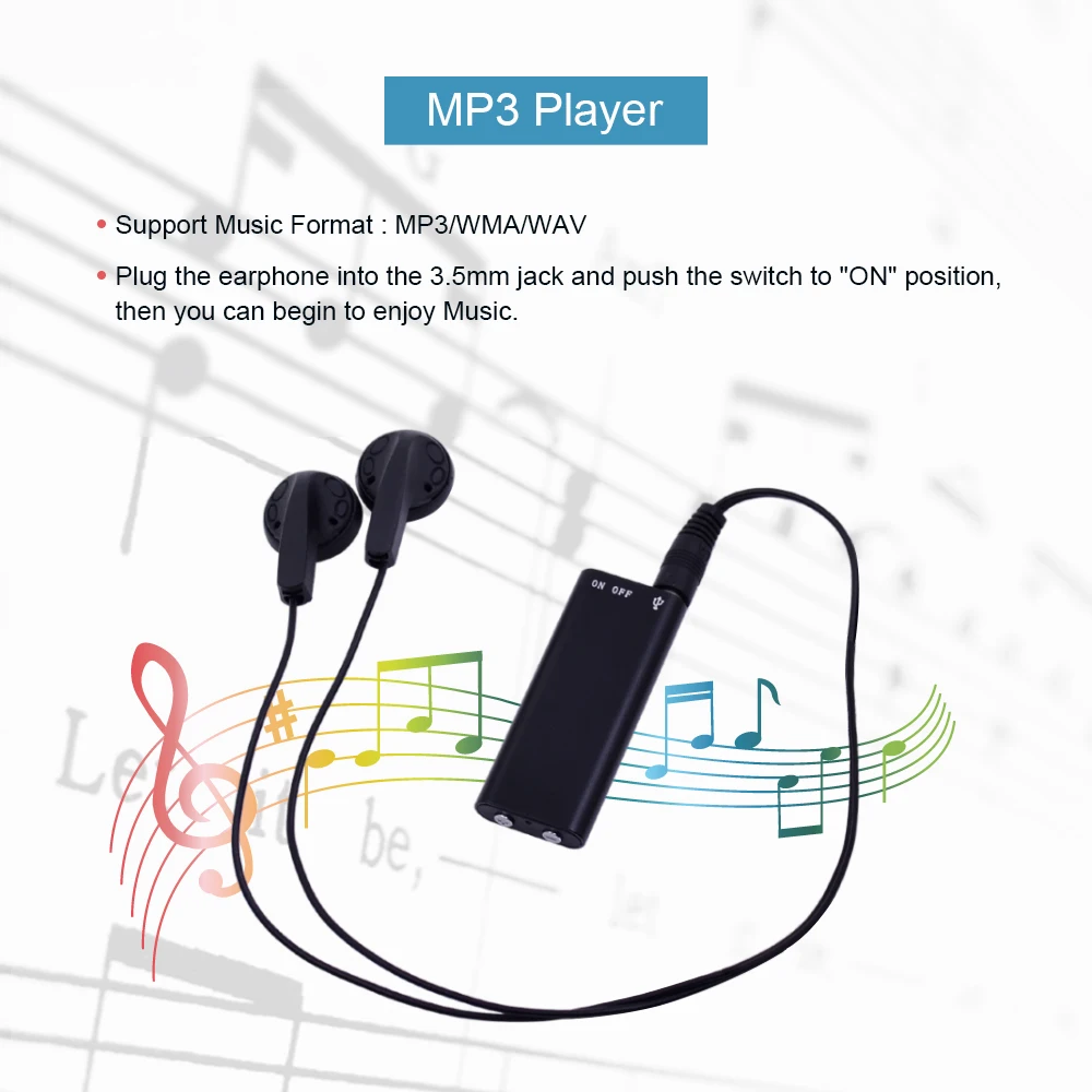 CHIPAL диктофон 8 ГБ самый маленький профессиональный цифровой аудио мини mp3 плеер USB