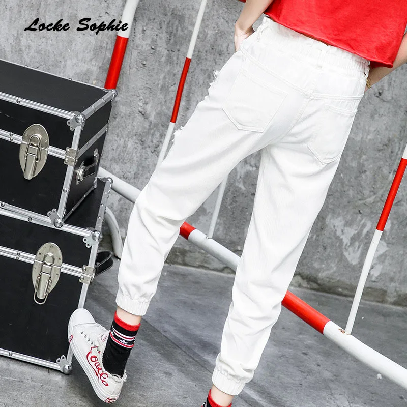 1 шт. Женские джинсы карандаш с высокой талией модные 2020 рваные из хлопка женские