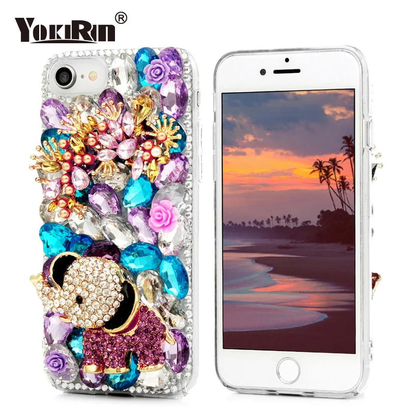 YOKIRIN 3D чехол со стразами и блестками крышка для iPhone 7 Bling Fox Crown Flower Elephant Fundas чехлы