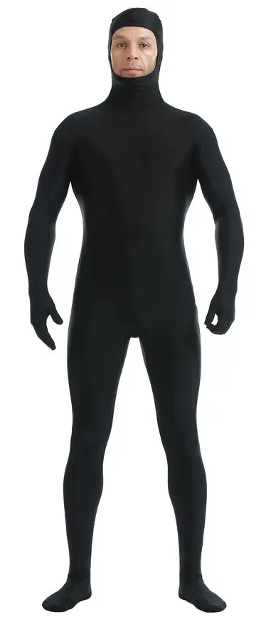 Мужская белая маска унисекс с длинным рукавом из лайкры и спандекса открытая