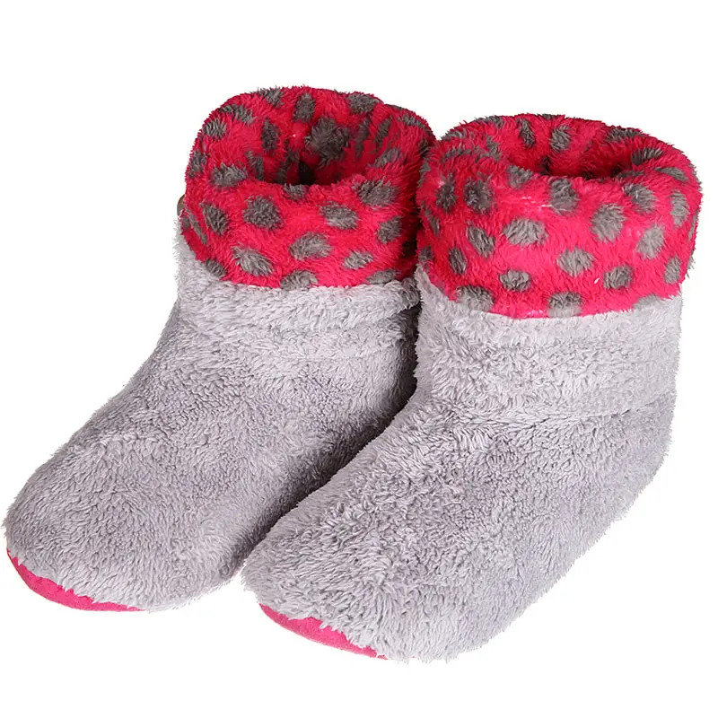 Dotted-red Mntrerm/зимняя домашняя обувь; домашние тапочки; теплая удобная обувь; милые плюшевые тапочки с помпонами для зимы; лучший подарок - Цвет: Dotted-red