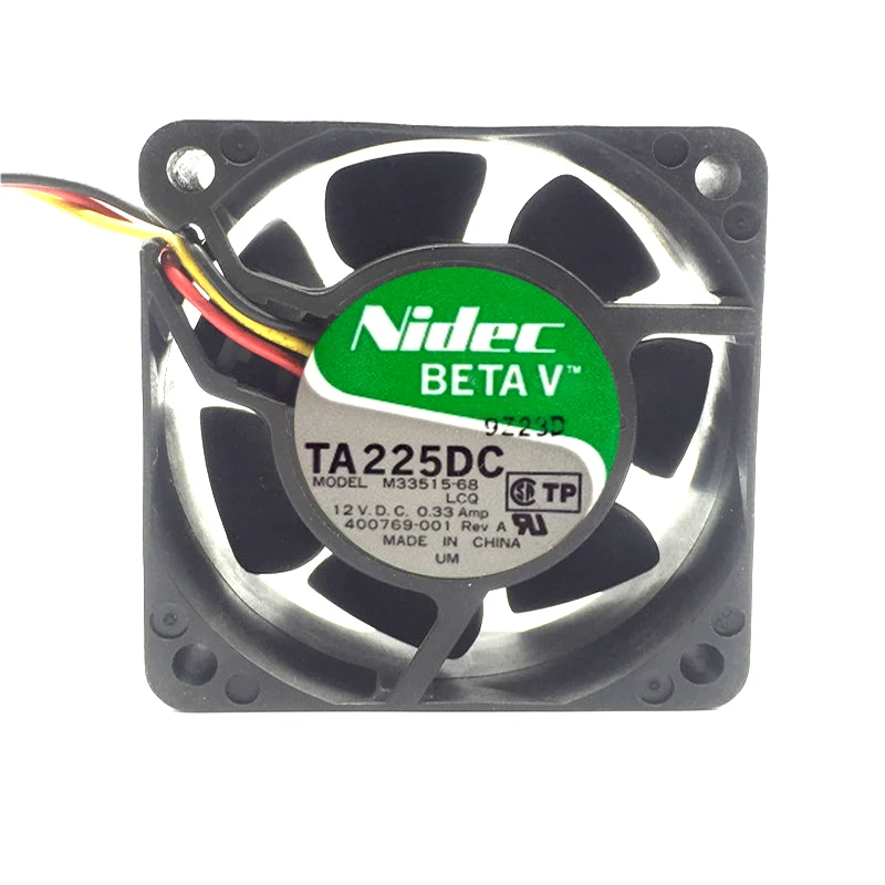 

Original Nidec TA225DC M33515-68 DC 12V 0.33A 60x60x25mm 6cm 3 Line Server Inverter Cooling Fan