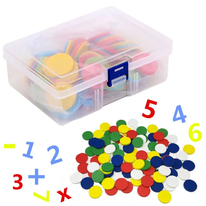 

117Pcs Counters Counting Chips 30mm Mixed Colors Math Toy For Bingo Chips Game Tokens With Storage Box