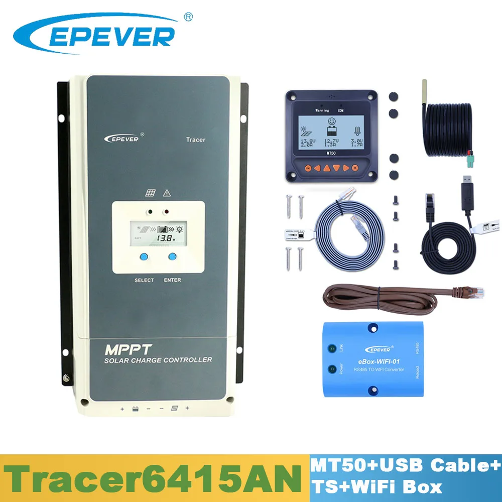 Set 4 EPever MPPT 60A 12 В 24 в 36 в 48 в Солнечный контроллер заряда Подсветка ЖК-дисплей Макс. 150 в PV вход общее отрицательное заземление 6415AN - Цвет: Set 4