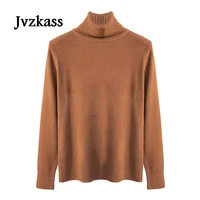 jvzkass 2019 new high necked sweater female autumn and winter loose shoulder length cuffs students thickened knitted shirt z88