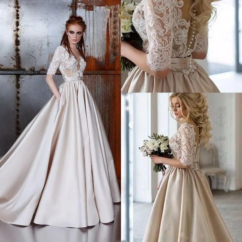 

Party Dress Long A Line Custom Made Formal Gowns With Pocket Robe De Soiree Vestido de festa Pageant Dresses Appliques Sleeeves