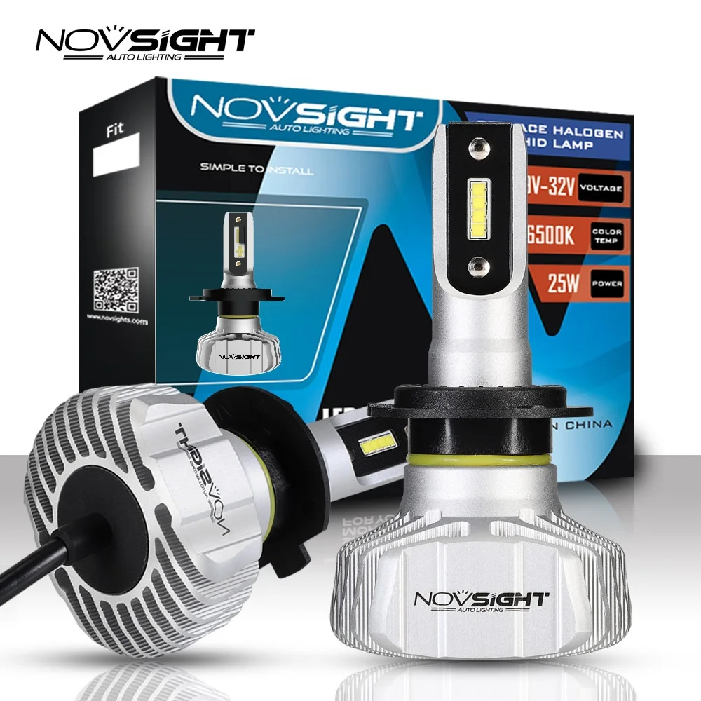 Светодиодный головной фонарь NOVSIGHT для автомобиля 2 шт. 360 градусов H7 светодиодный