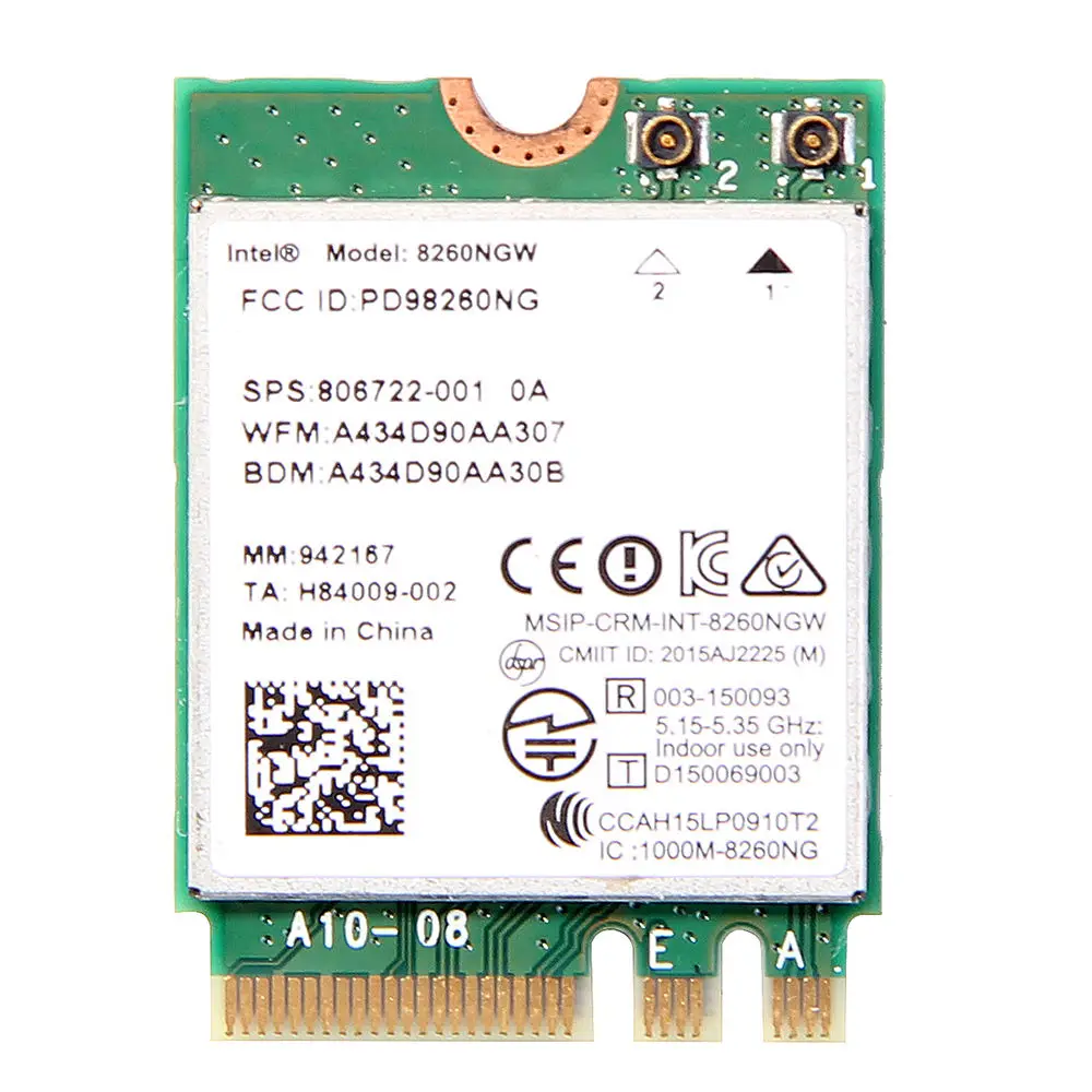 Карта беспроводного адаптера для HP Intel AC 8260 8260NGW NGFF 2x2 Wi Fi 802.11ac 867 Мбит/с WiFi + Bluetooth 4 2