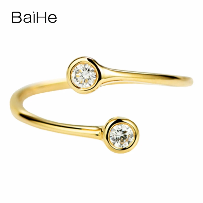 

BAIHE однотонное 14K желтое золото 0,15 карат H/SI круглые натуральные бриллианты помолвка для женщин модные элегантные уникальные бриллианты