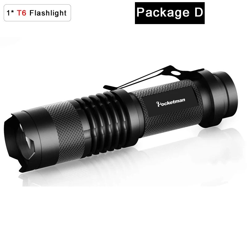 Мини светодиодный светильник-вспышка, супер яркий фонарь Q5/T6/L2 linterna Led lanterna, 8000 лм, масштабируемый светильник для рыбалки, кемпинга, велосипеда, 14500/18650 - Испускаемый цвет: Package D