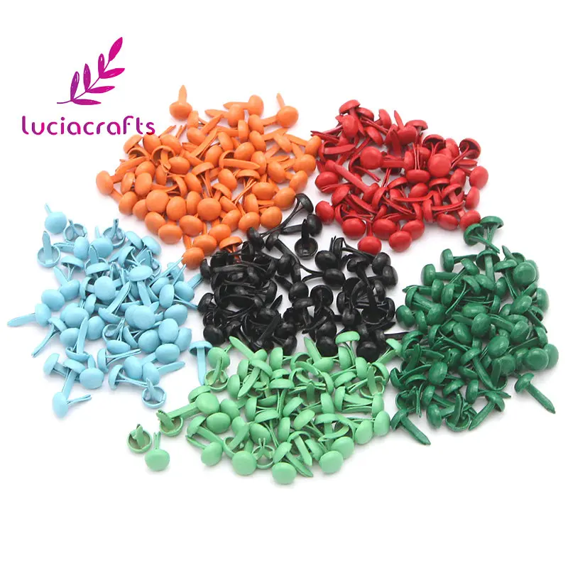 Random mixed Lucia crafts 100 шт 4*8 мм разноцветные Круглые застежки для скрапбукинга металлические аксессуары для рукоделия G0938 - Цвет: Random mixed