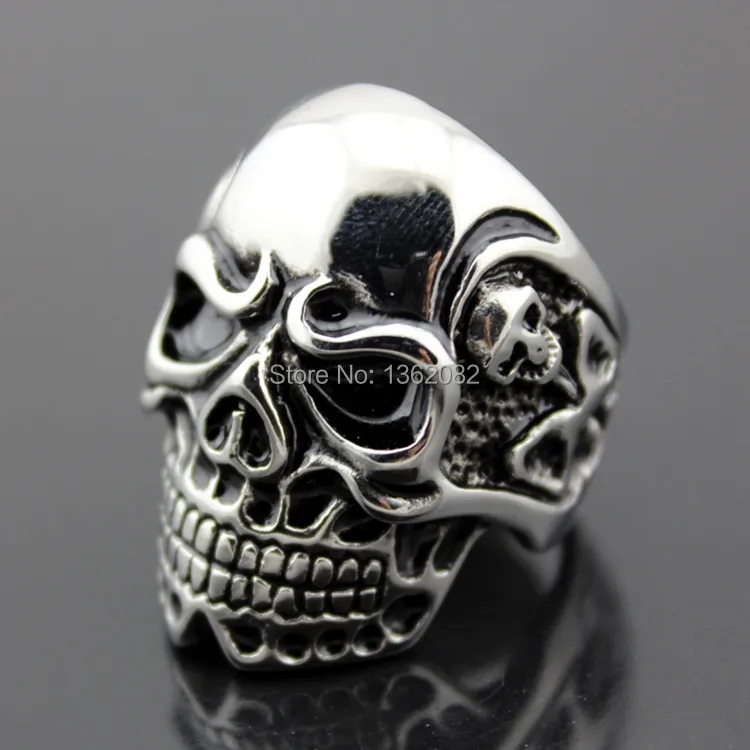 316L Stainless Steel Men's Cool Skull Head Ring Gothic Biker Bands US size 8#-12# MR12 | Украшения и аксессуары