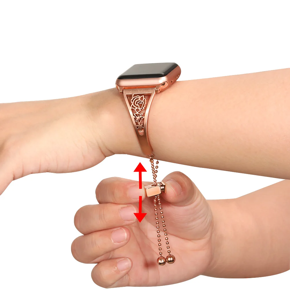 Женский цветочный ремешок для часов iWatch Apple Watch 5 4 3 2 1 38/40/42/44 мм из нержавеющей