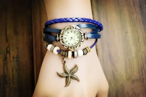 Высокое качество relogio женщины натуральная кожа винтаж часы браслет наручные лист