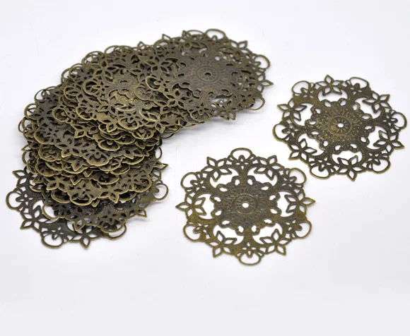 

DoreenBeads 20 Bronze Tone Filigree Flower Wraps Connectors 55mm (B14284), yiwu
