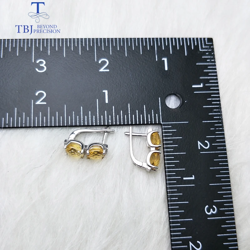 TBJ натуральный цитрин cu7.0mm шахматная доска сечения серьги из стерлингового