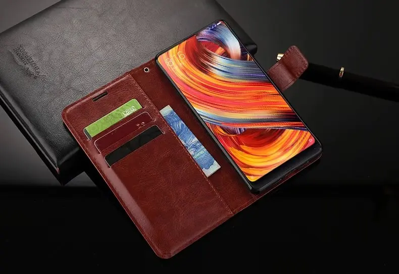 Кожаный чехол-бумажник с подставкой для Xiaomi Mi Mix 2 чехол-книжка Mix/Mi Note 3/Redmi 4X 5A/Mi Max
