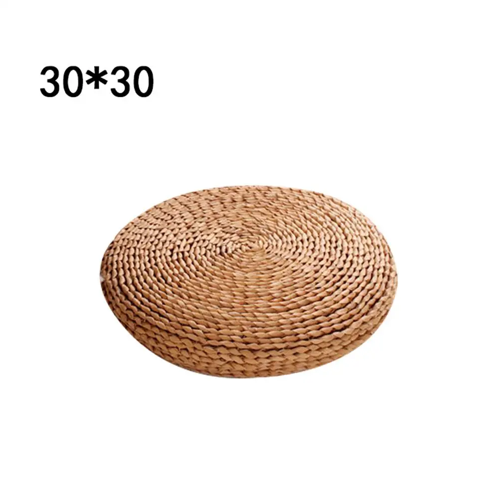 Pucao 30x30cm Татами футон медитация подушка утолщение йога круг кукурузная шелуха соломенная коса коврик японский стиль Подушка с шелковой ватой - Цвет: Pucao 30x30cm