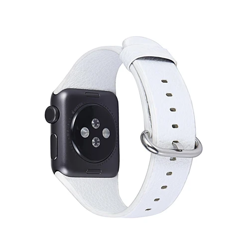 white Хохлатый ремешок из натуральной кожи для apple watch серии 5/4/3/2/1 ремешок 42 мм/38 мм/44 мм/40 мм correa браслет наручный ремень для iwatch - Цвет ремешка: white