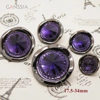 10pcslot size 18 34mm fashion design purple rhinestone button resin shank button for garment sewing accessoriesss 4828