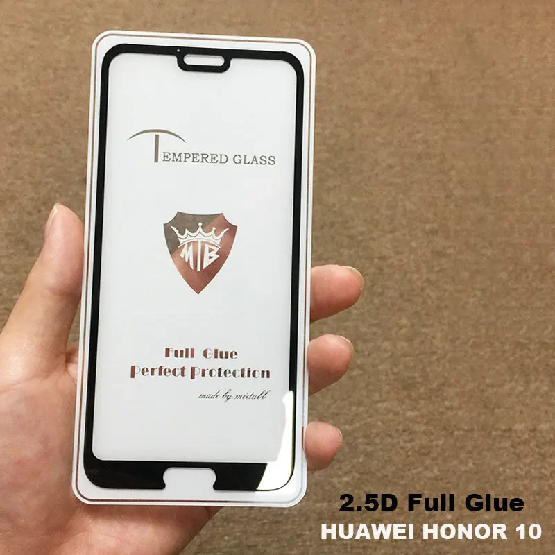 

Закаленное стекло для Huawei Honor 10, полное покрытие AB, Защитная пленка для экрана с клеем, для Huawei Honor 10, COL-AL00, с защитой от отпечатков пальцев и с ...