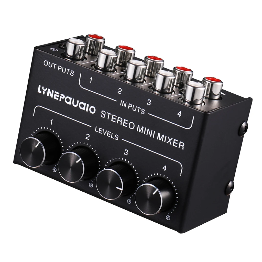 Мини стерео RCA 4-канальный пассивный миксер без потерь аудио для CD плеера