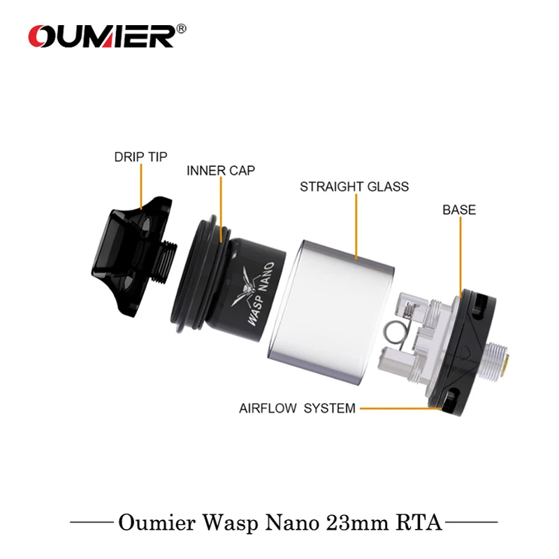 Original Oumier Wasp Nano 23mm RTA Single Coil Tank Atomizer PCTG Drip Tip Vape Vaporizer VS WASP NANO RDTA Geekvape | Электроника