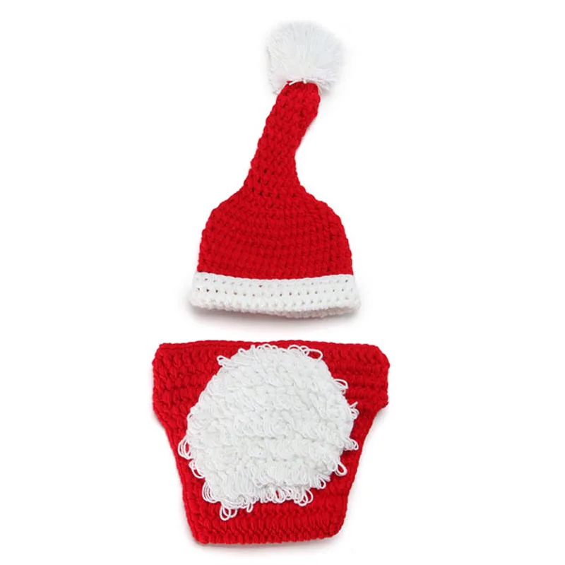 Newborn Infant Christmas hat and shorts set Handmade Knit baby Photography Photo Props Crochet 1set XDT-102 | Детская одежда и