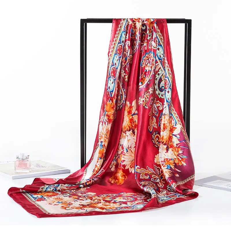 Женские Классические шарфы FAITHINK классические Сатиновые с узором пейсли шаль