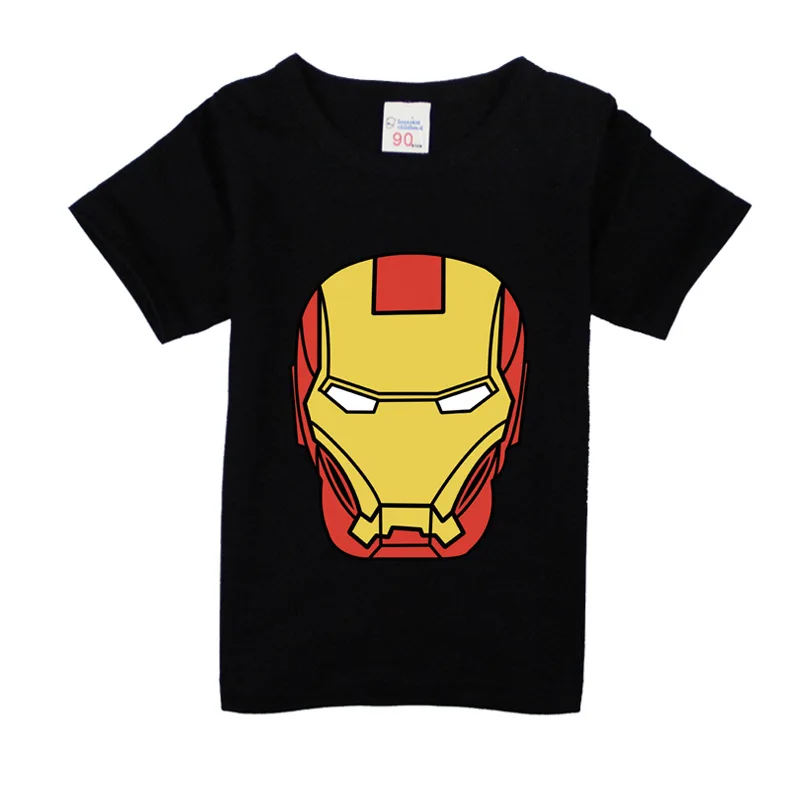 Футболка с принтом супергероев для мальчиков хлопковые топы Марвел Железный
