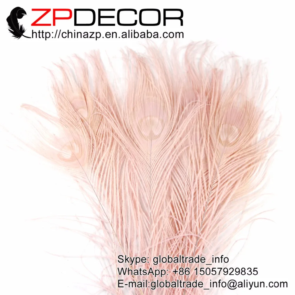 

ZPDECOR 50pcs/lot 25-30cm(10-12inch) Premium Quality Hand Select Pink Peacock Peacock Tail Eye Party Feathers Wholeasale