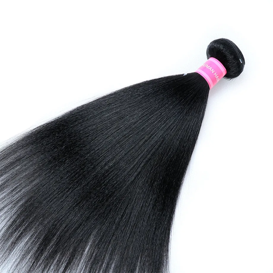 По прямые волосы Yaki пучки бразильских локонов Weave Связки человеческие Remy